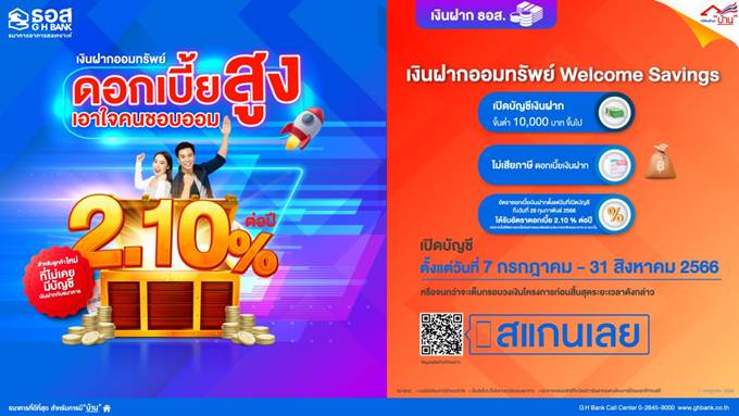 ธอส.จัดทำผลิตภัณฑ์เงินฝากออมทรัพย์ Welcome Savings เพิ่มทางเลือกให้กับคนรักการออม